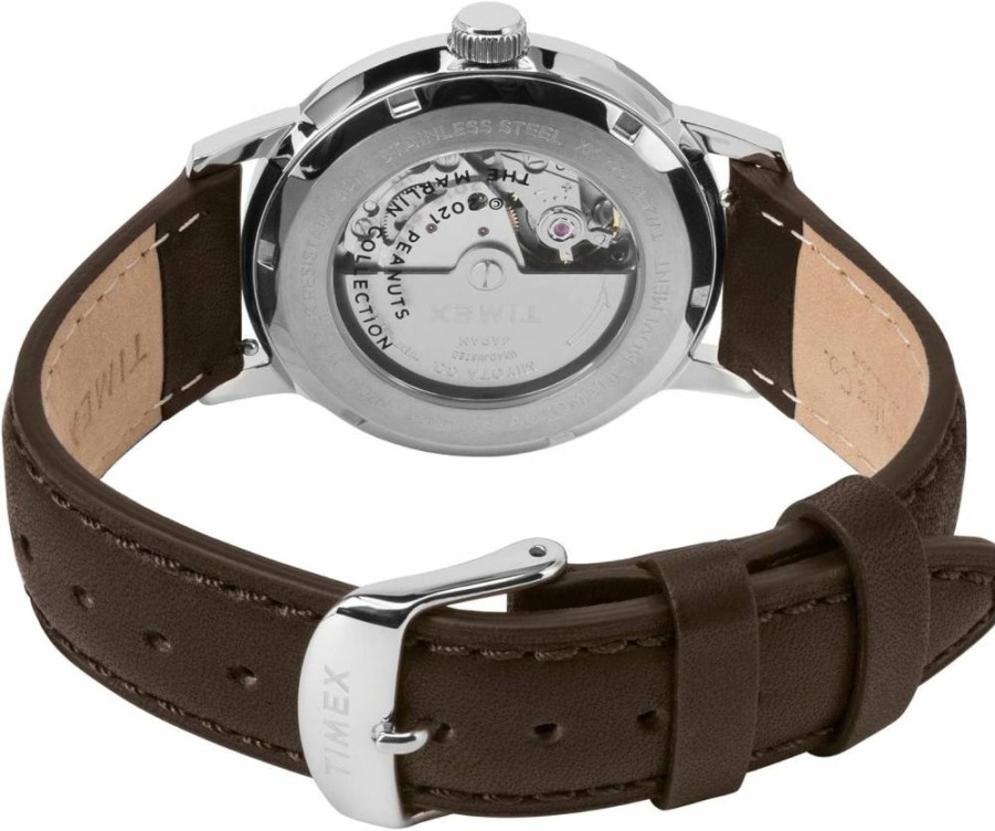 Timex Marlin Automatic Snoopy Beagle Scout Watch 40mm Leather Strap Peanuts Collection