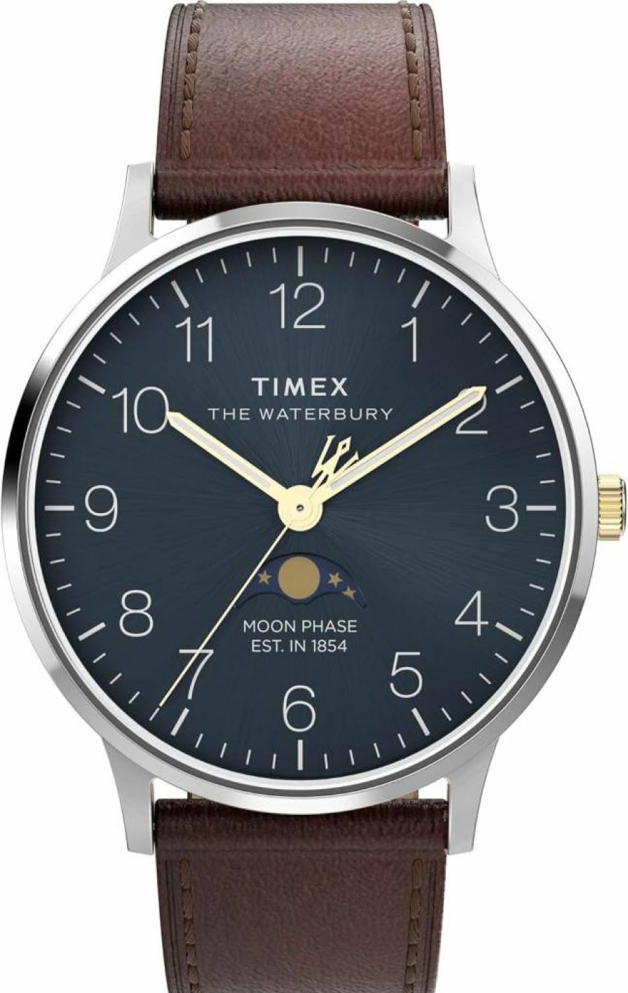 Timex Men's Waterbury Classic Chronograph 40mm Stainless Steel Watch with Leather Strap – Quartz Dress Watch for Men