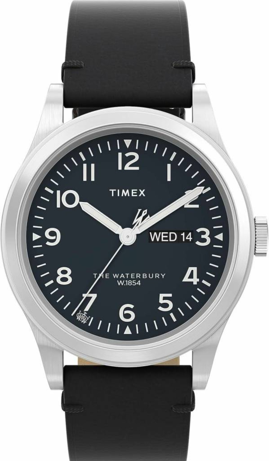Timex Waterbury Classic 39mm Men's Stainless Steel Analog Watch with Day-Date Display & 100M Water Resistance