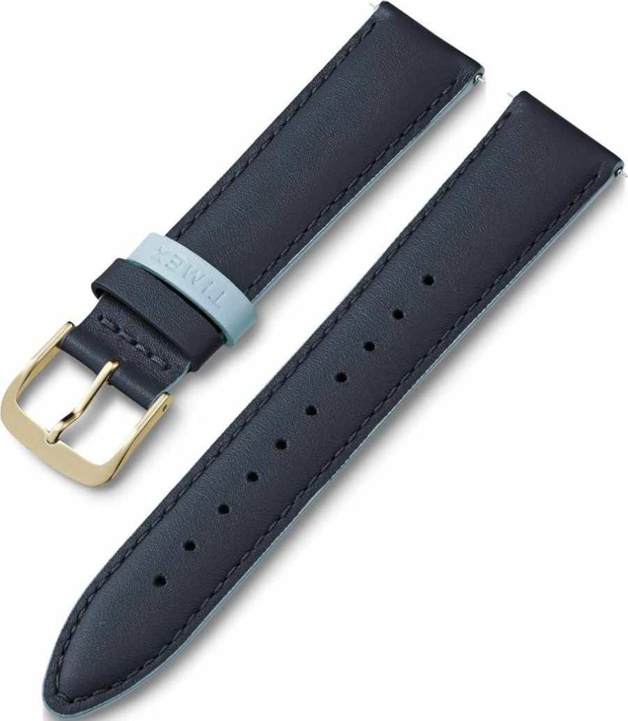 Timex 20mm Gray Genuine Leather Watch Strap with Rose Gold Buckle