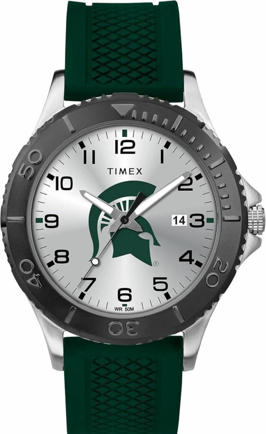 Timex Tribute Men's 42mm Michigan State Spartans Watch with Green Silicone Strap