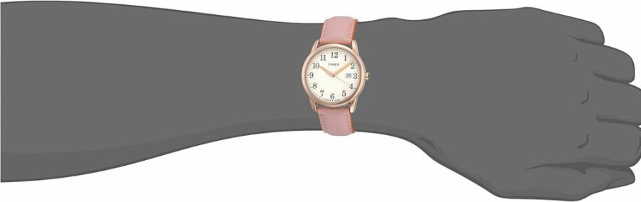 Timex Women's Easy Reader 38mm Blush Leather Strap Watch with Orange Accents