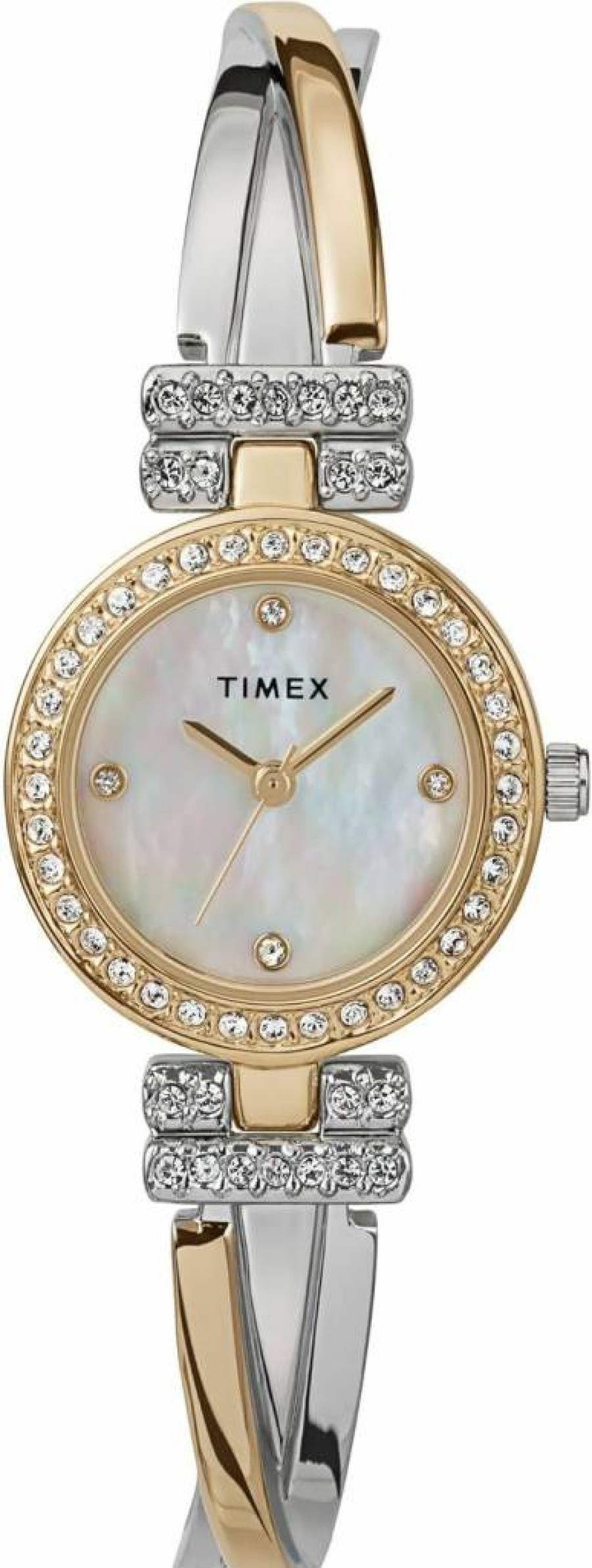 Timex Women's Two-Tone Dress Watch with Mother of Pearl Dial & Self-Adjusting Bracelet