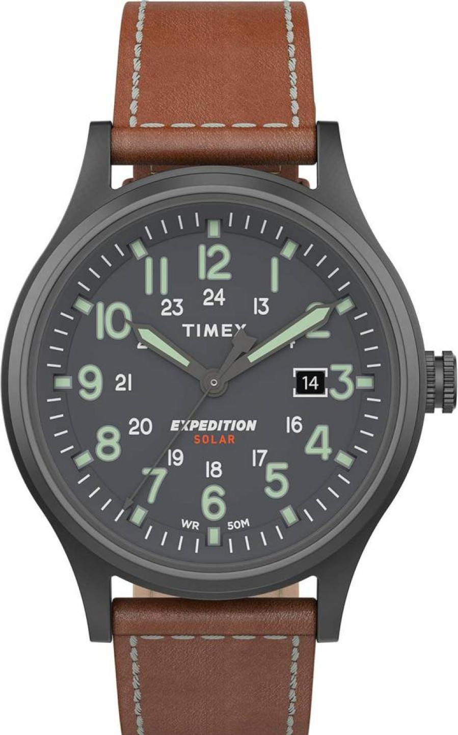 Timex Men's Expedition Scout 40mm Solar-Powered Watch with Leather Strap