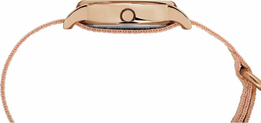 Timex Weekender Women's 31mm Rose Gold-Tone Watch with Pink Nylon Slip-Thru Strap