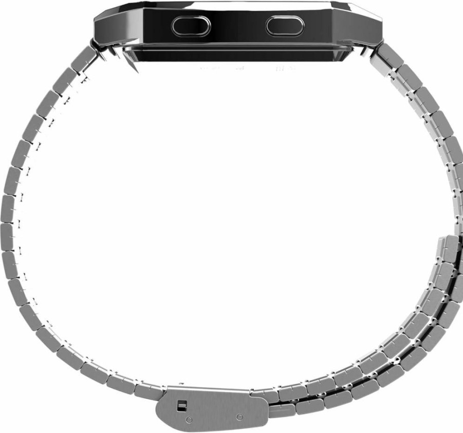 Timex Q Reissue Digital 32.5mm Stainless Steel Watch with Silver-Tone Bracelet