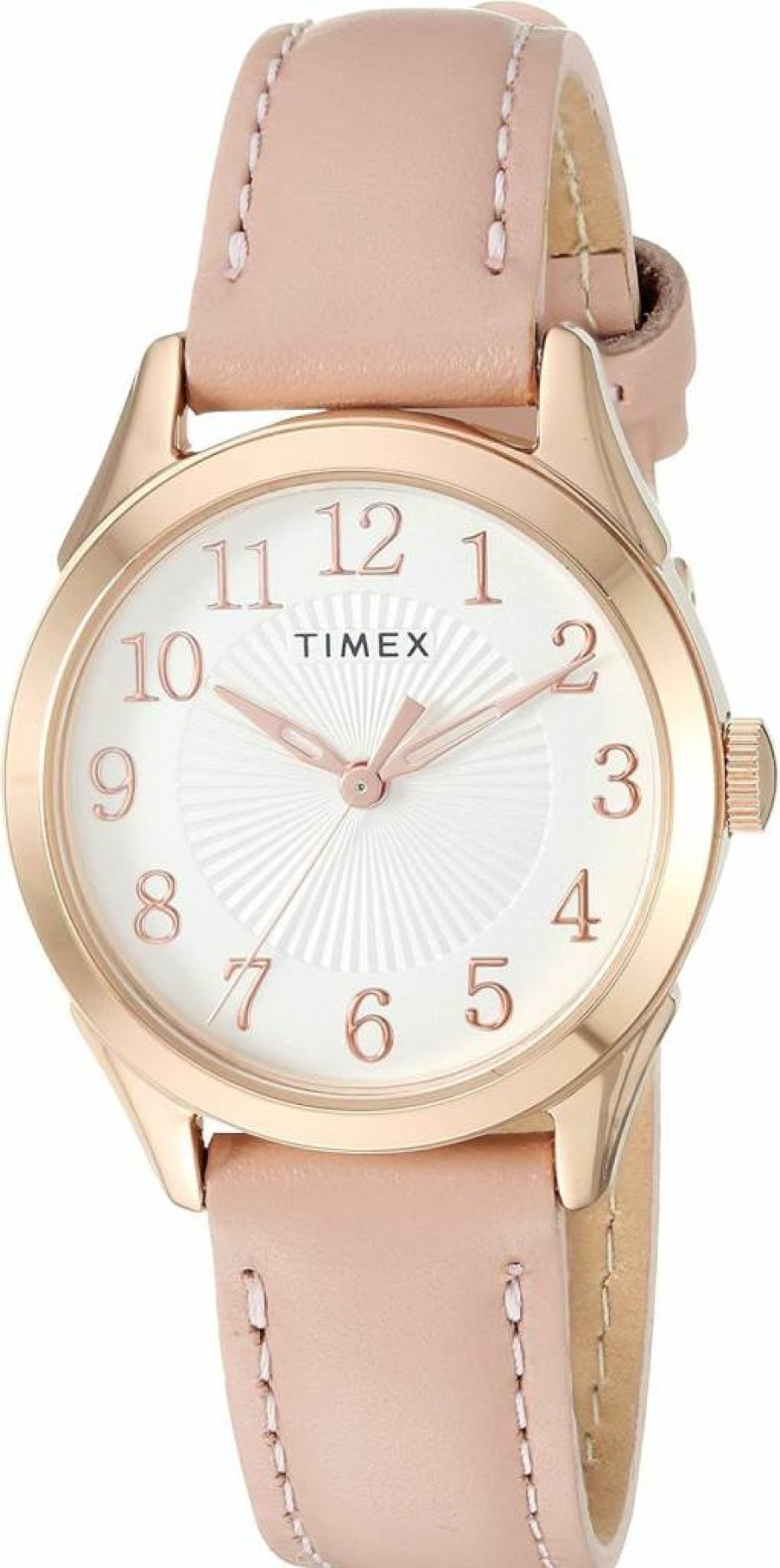 Timex Women's TW2T66500 Briarwood 28mm Rose Gold Leather Strap Watch Pink Dial