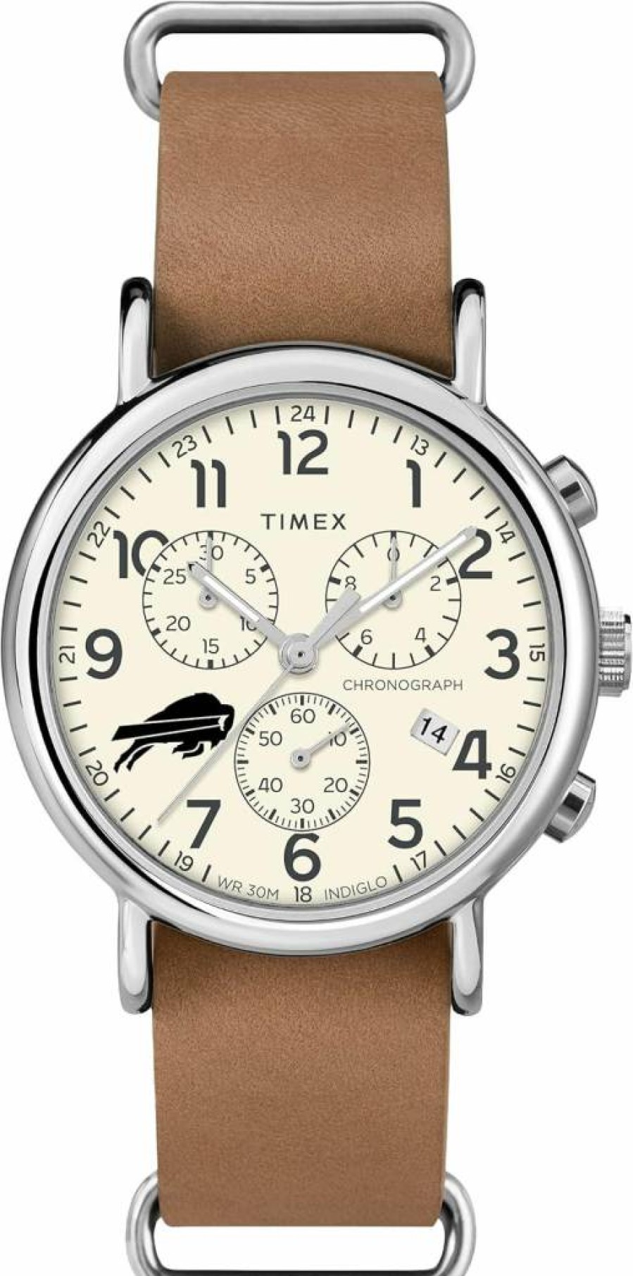 Timex Tribute Men's NFL Weekender Chronograph 40mm Quartz Watch with Leather Strap