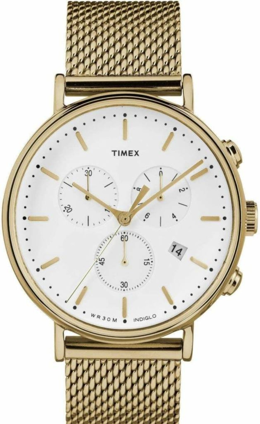 Timex Men's Fairfield Chronograph 41mm Stainless Steel Watch with Leather Strap