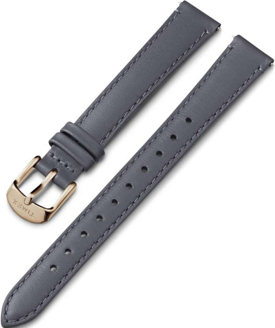 Timex Rose Gold-Tone Buckle Genuine Leather Strap 14mm Gray Watch Band