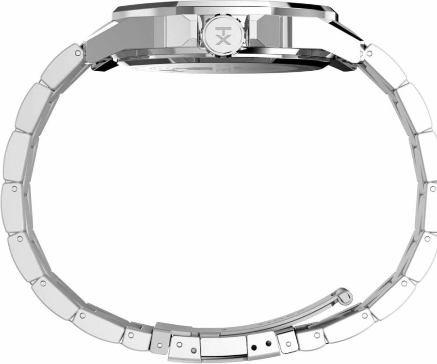Timex Men's Essex 46mm Black Dial Silver-Tone Stainless Steel Watch with Black Link Bracelet