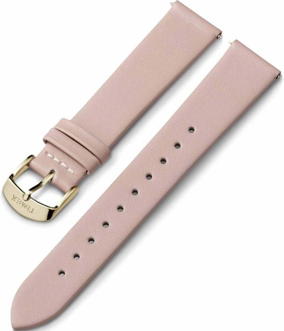 Timex 18mm Pink Genuine Leather Watch Strap with Gold-Tone Buckle for Women & Men