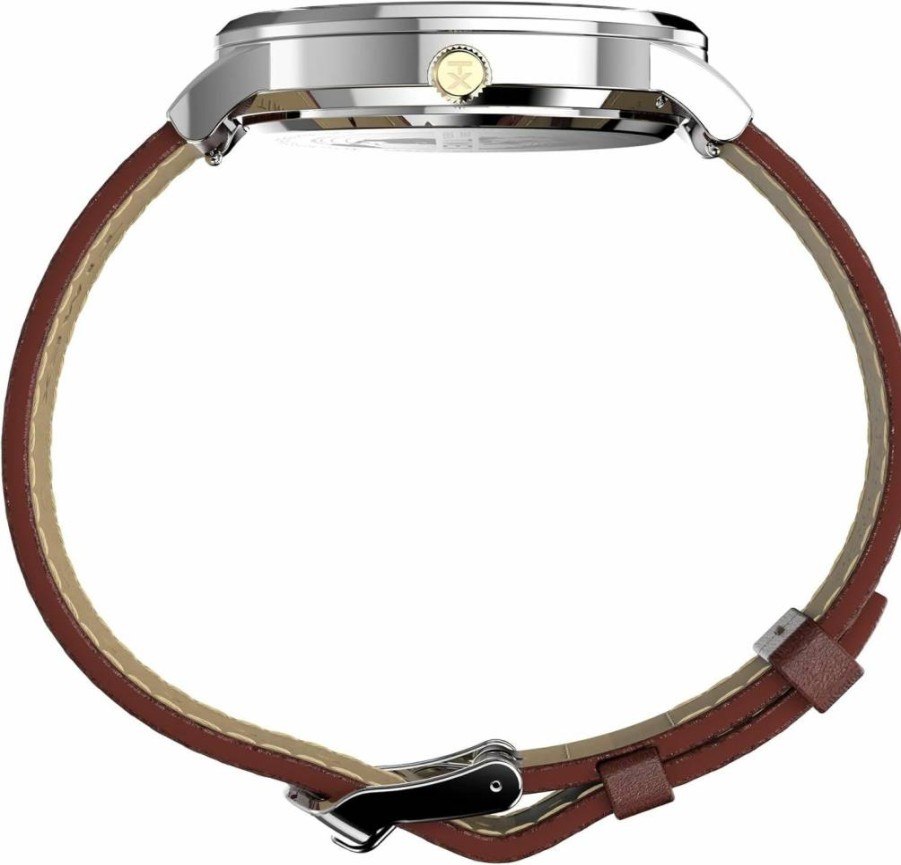 Timex Men's Waterbury Classic Chronograph 40mm Stainless Steel Watch with Leather Strap – Quartz Dress Watch for Men