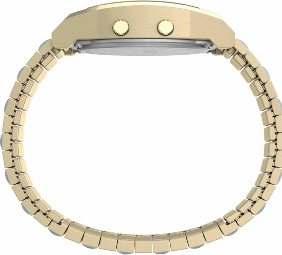 Timex Women's T80 36mm Gold-Tone Watch with Blue Dial & Expansion Band
