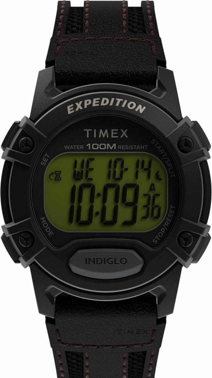 Timex Men's Expedition Digital Watch - 41mm Black Case with Brown Strap, Water-Resistant Outdoor Watch