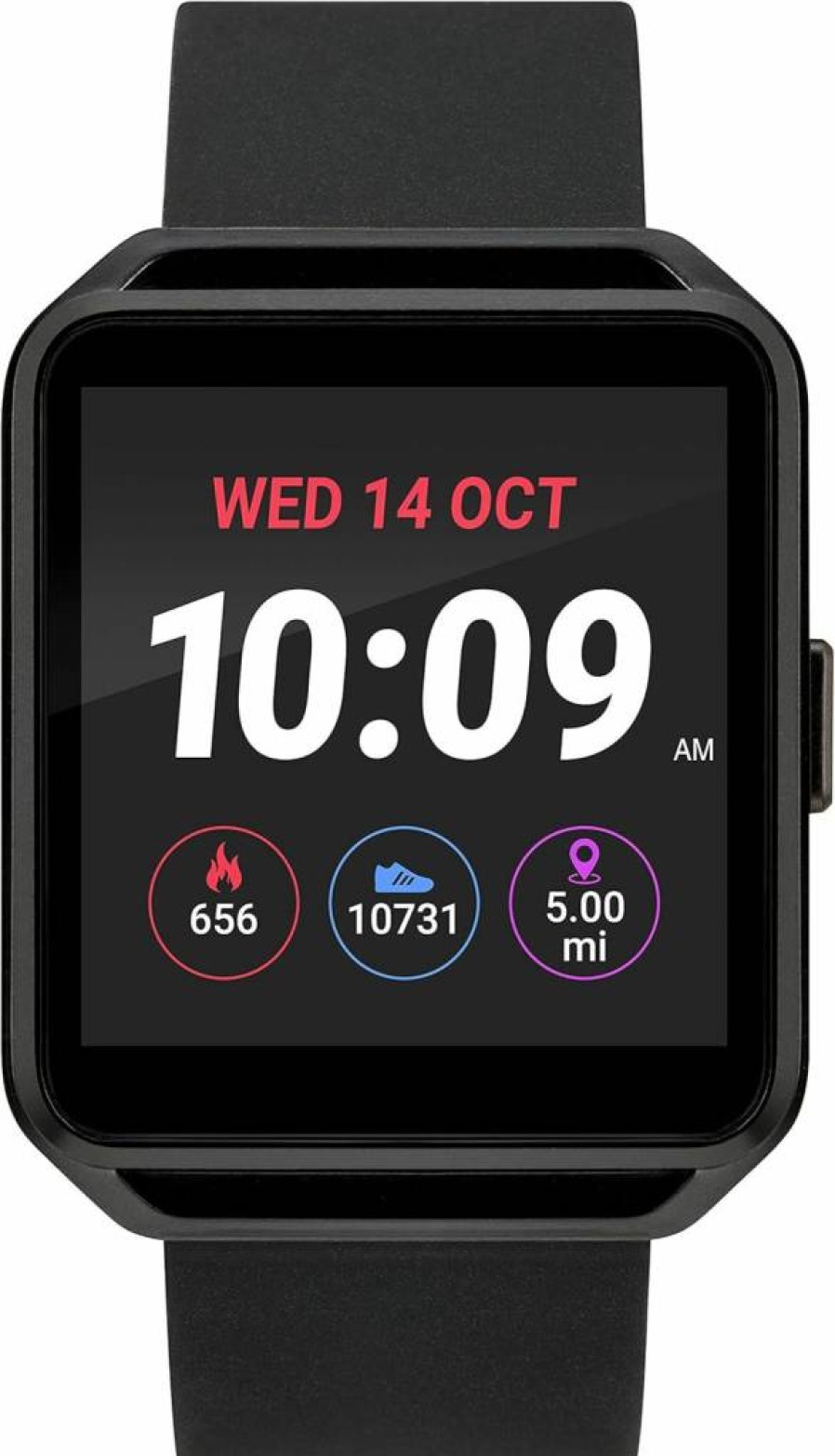 iConnect Smartwatch TW5M31200 - Classic Square Design, Black Silicone Strap, Timex Brand