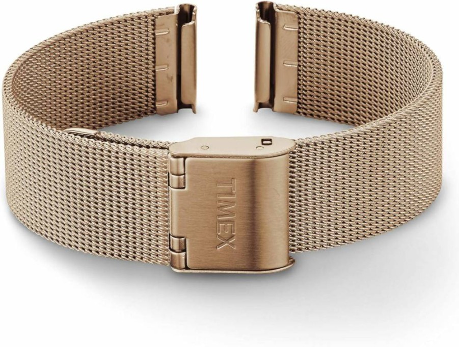 Timex Silver-Tone Stainless Steel Mesh Bracelet with Self-Adjusting Clasp – 16mm Width