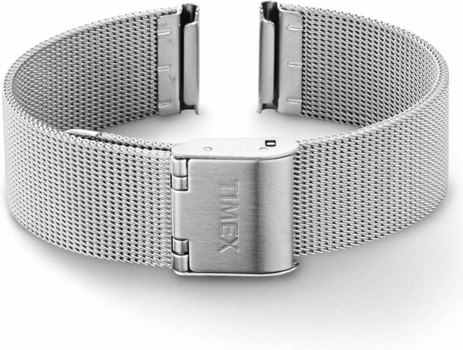 Timex Silver-Tone Stainless Steel Mesh Bracelet with Self-Adjusting Clasp – 16mm Width