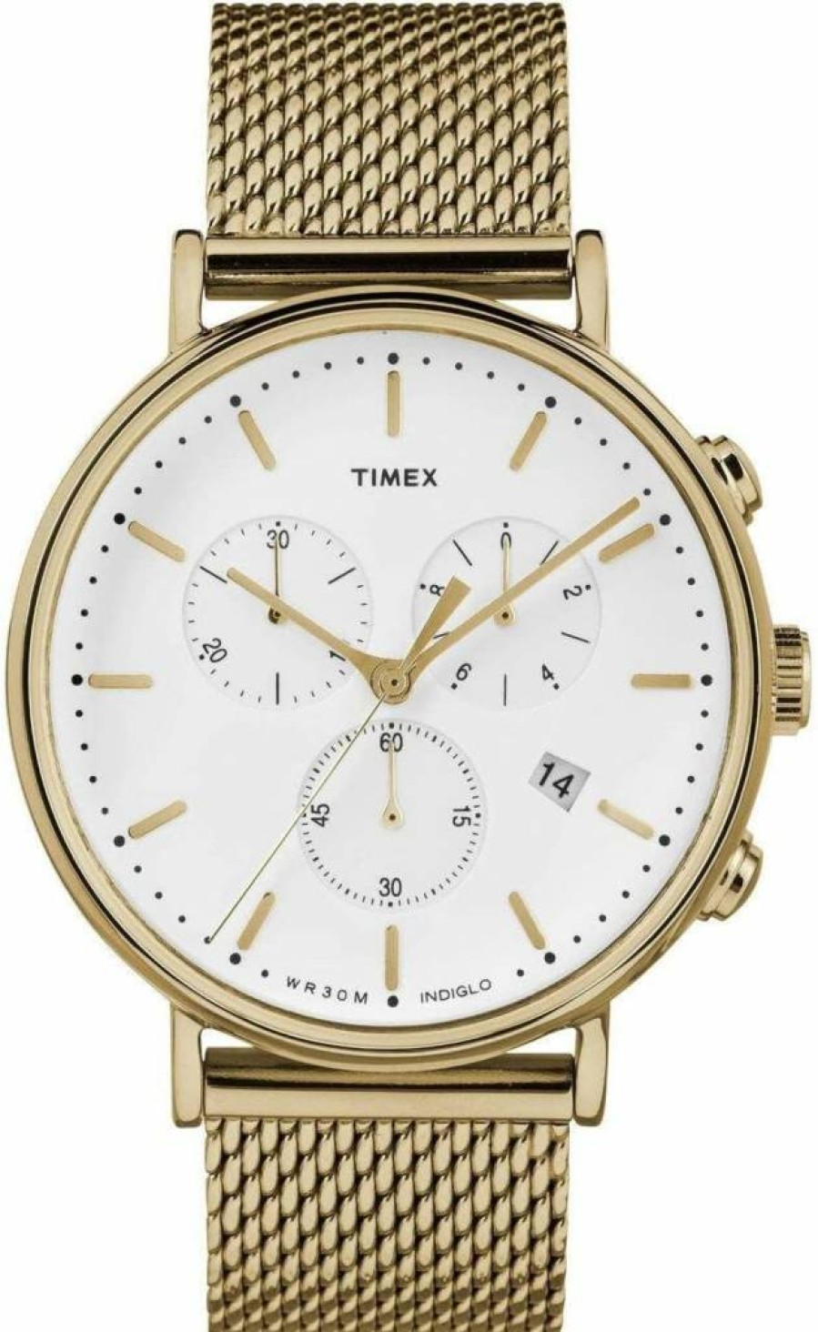 Timex Men's Fairfield Chronograph 41mm Stainless Steel Watch with Leather Strap