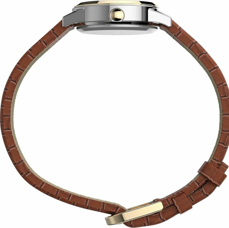 Timex Women's Essex Ave 25mm Leather Strap Watch with Silver-Tone Case