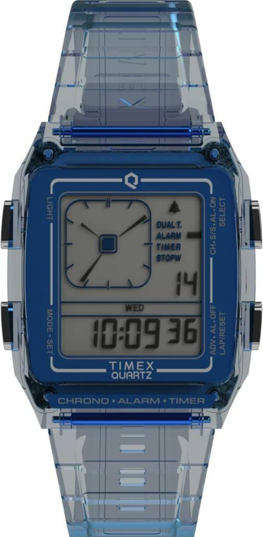 Timex Unisex Q Digital Watch with Gray Strap and Case - 35mm Quartz LCD Display