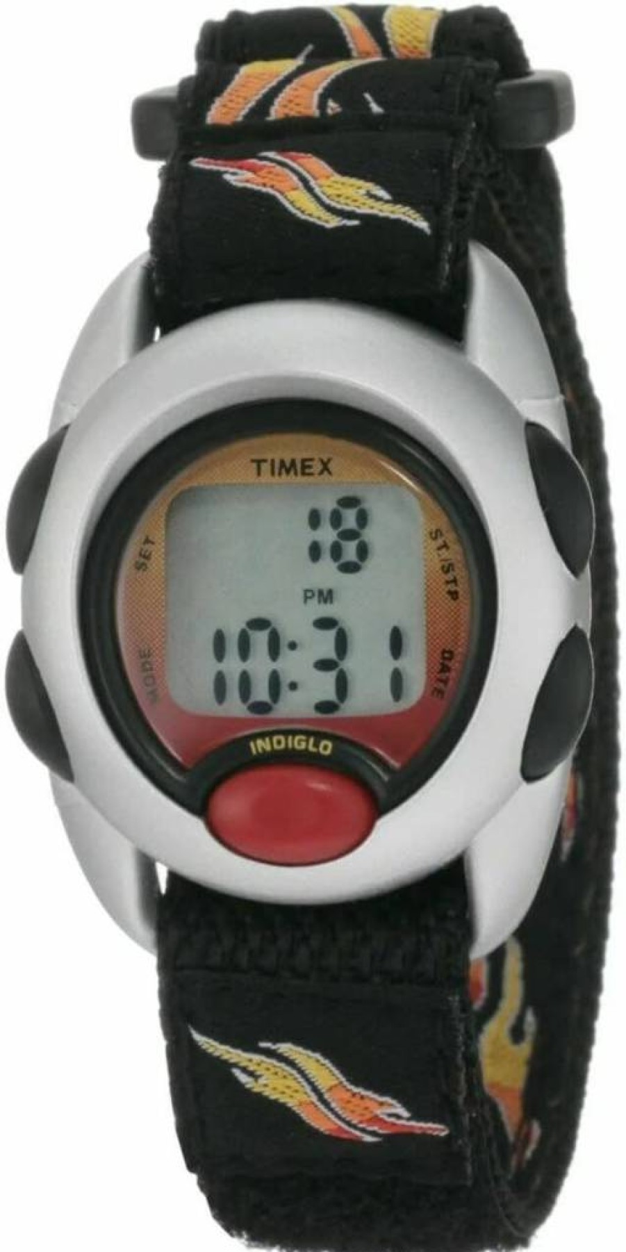 Timex Boys T78751 Digital Watch with Flames Design and Fast Wrap Velcro Strap - Time Machines Collection