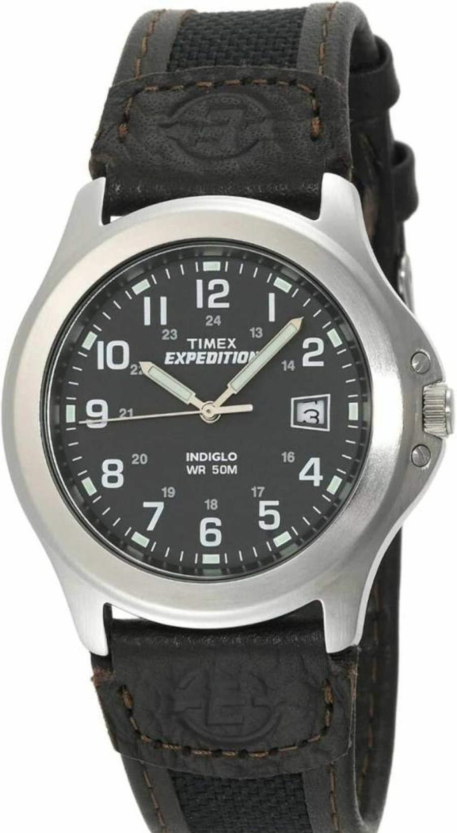 Timex Expedition 39mm Men's Analog Watch with Brown Leather Strap, Indiglo Backlight, Luminous Hands, 24-Hour Display, Date Function, 50M Water Resistance - Rugged Outdoor Watch